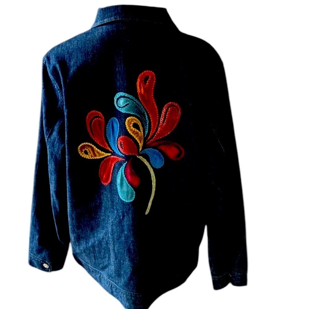 iOS Embellish ladies denim jacket. large. NWOT. Never. Worn. Perfect condition